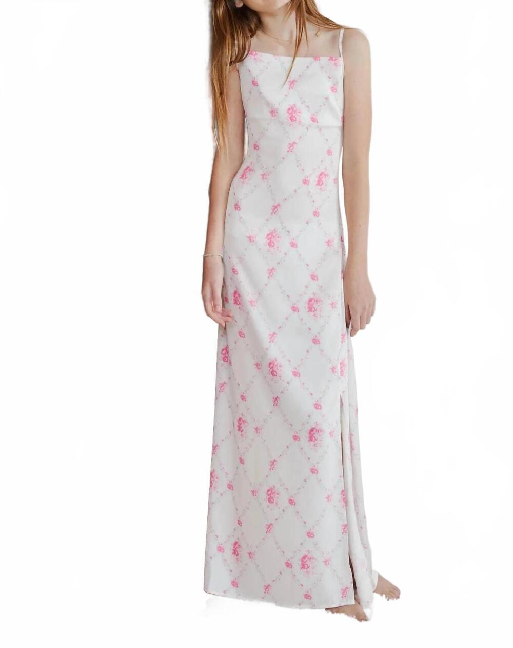 NEW THEME girl's charlotte vintage romantic rose long satin dress in white